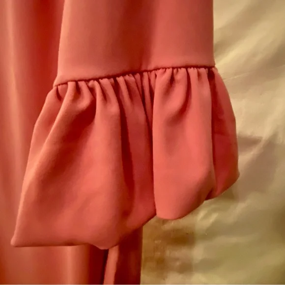 NWOT Nina Leonard Salmon Color Shift Dress w/ Bell 3/4 Sleeves Knee Length 1X - Picture 2 of 5